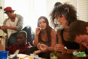 a group of friends legally partaking in recreational cannabis